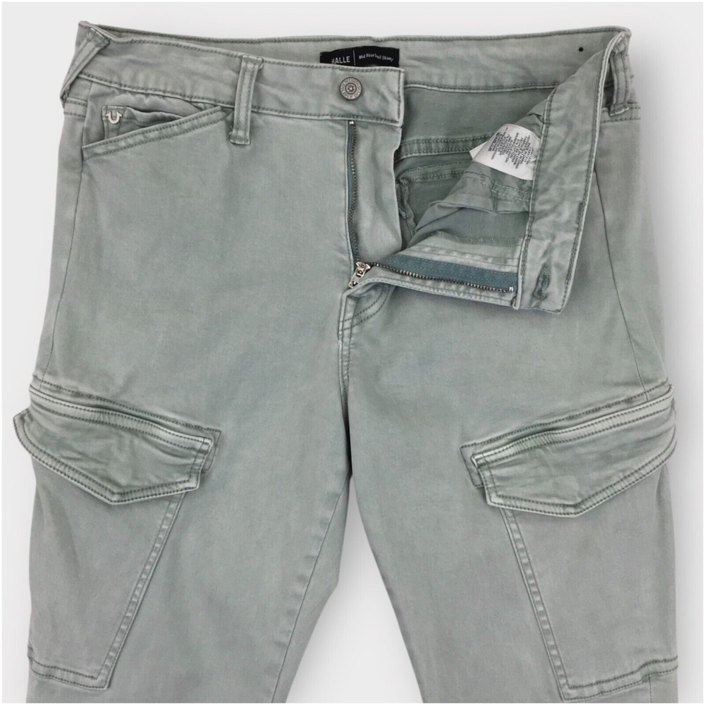 True Religion Women's‎ Mid-Rise Super Skinny Halle Cargo Jeans Size 33 Stretch